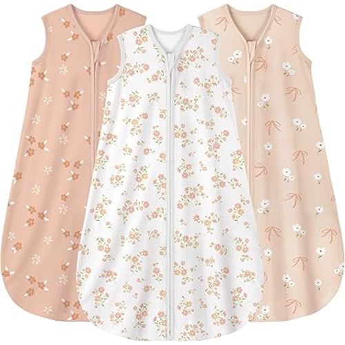 Yoofoss Baby Sleep Sack 12-18 Months Wearable Blanket for Babies 100% Organic Cotton 2-Way Zipper TOG 0.5 Toddler Sleeping Sack 3 Pack, Comfy Lightweight Sleep Sacks