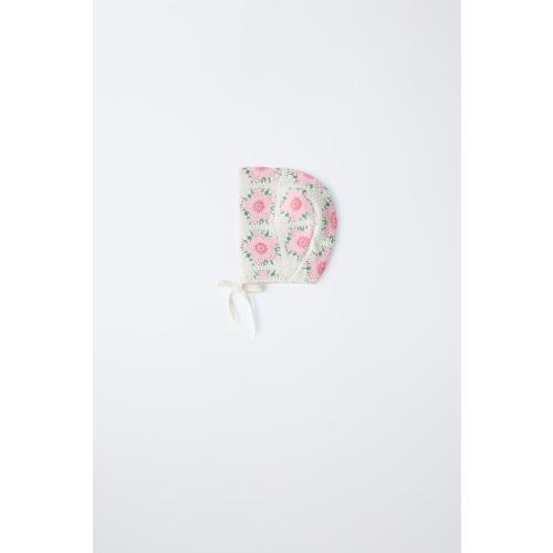 CROCHET FLOWER BONNET - Ecru | ZARA United States