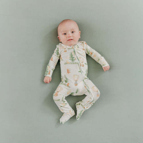 Bamboo Zip-Up Footie - Forest Explorer