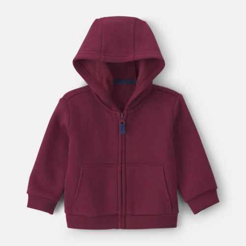 Baby Boy Fleece Zip-Up Hoodie - Burgundy | Carter’s Oshkosh Canada
