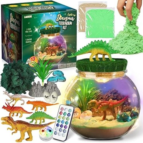 Dinosaur Gifts for Boys - Dinosaurs Terrarium Kit for Kids - Birthday Gift for Boy Ages 4 5 6 7 8-12 Year Old - DIY Dino Toys for Boys - Arts and Crafts Kit for Kids