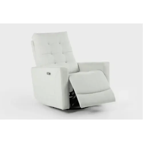 Ansel Cream Fabric 33” Power Swivel Glider Recliner With Power Headrest & Usb
