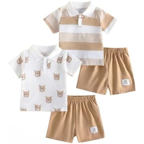 Toddler Baby Boy Clothes Polo Shirt Shorts Sets Short Sleeve Button Summer Outfits 6M-3Y