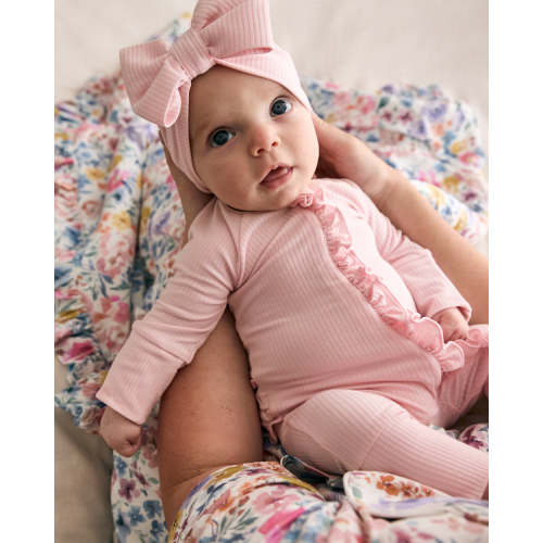 Prima Pink Ribbed Ruffle Zippy – Little Sleepies