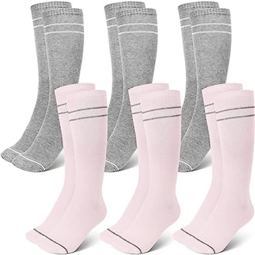 6 Pairs Maternity Compression Socks 20-30 mmHg Circulation Support Socks Compression Stockings for Women Pregnancy (Gray, Pink)