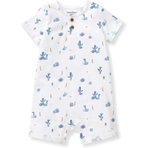 Burt's Bees Baby baby-boys Short Sleeve Rompers, 100% Organic Cotton One-piece Coverall and Layette Set