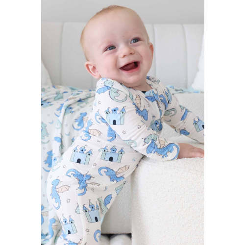 Dragon Adventure Zipper Footie | Blue