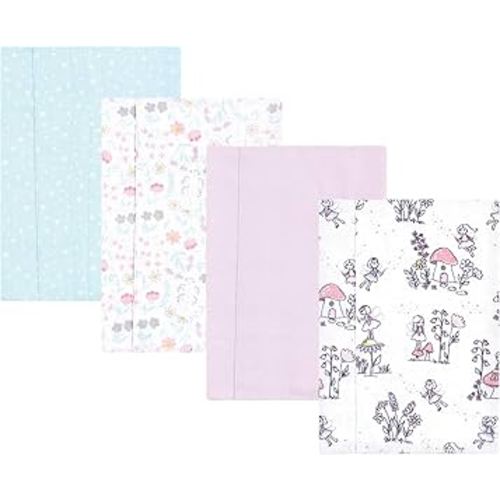 Hudson Baby Unisex Baby Cotton Flannel Burp Cloths, Garden Fairies, One Size