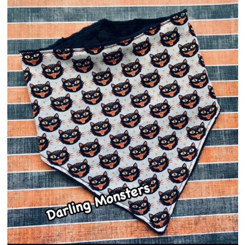 Scare Cat Of Hallows Eve Bandana Baby Bib Gothic Spooky Horror