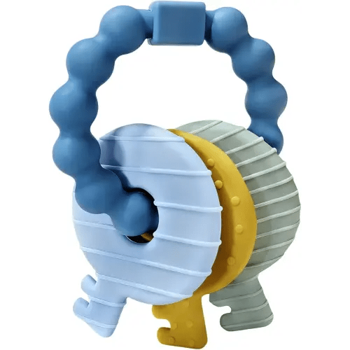 Baby Keys Teether Toys,Silicone Teething Toys for 3+ Months,Teething Keys Toy for Infants-Soft & Raised Texture to Soothe Gums,BPA Free (Deep Blue)