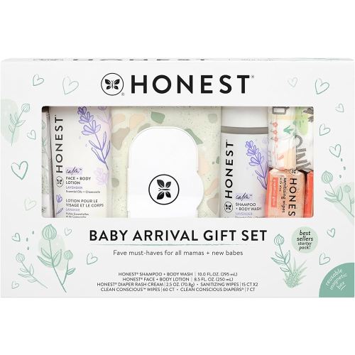 The Honest Company Baby Arrival Gift Set Newborn Essentials Welcome Box, Diapers Wipes Personal Care Diaper Rash Cream