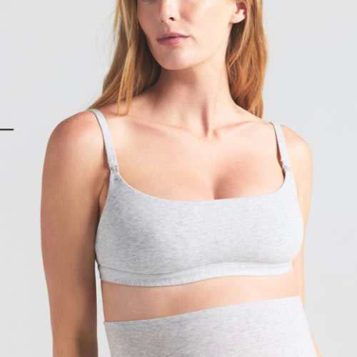 COTTON JERSEY MATERNITY NURSING SCOOP BRALETTE | LIGHT HEATHER GREY | SKIMS