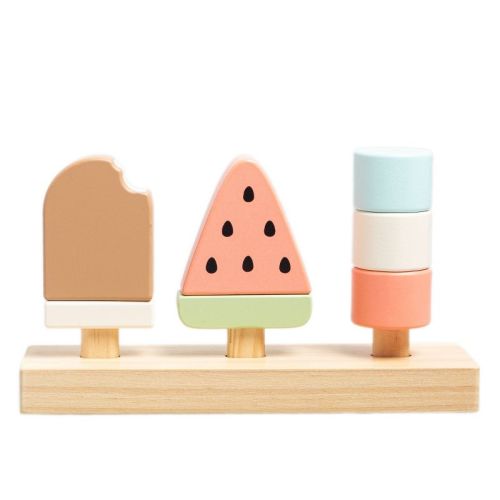 Pearhead Montessori Wooden Ice Cream Stacking Toy for Toddlers, 12m+ - 4pc