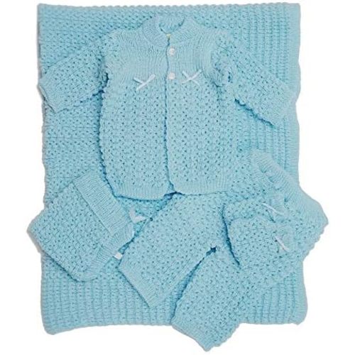 Abelito Newborn Baby Crochet Blanket 5 Piece Set Hat, Booties, Sweater, Pants