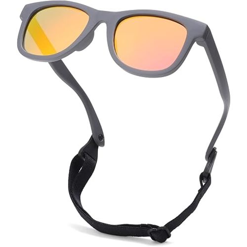 COASION Bendable Flexible Polarized Newborn Baby Sunglasses with Strap for Infant Boys Girls Age 0-12 Months CA8042