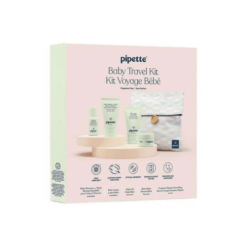 Pipette 5-Piece Baby Travel Set (Shampoo & Wash, Lotion, Balm, Oil, and Travel Pouch) - Walmart Business Supplies