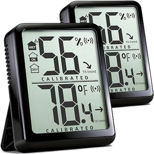 Antonki 2 Pack Room Thermometer Small Hygrometer Indoor Humidity Monitor Sensor, Digital Temperature and Humidity Meter Gauge for Home, Baby Nursery, Reptile, Greenhouse - Battery Included