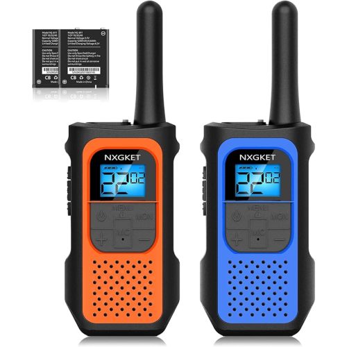 NXGKET Walkie Talkies for Kids Adults, Rechargeable Long Range Walky Talky 2 Way Radios 22 Channels with Li-ion Battery USB-C Cable for Family Toys Gift Camping Hiking 2 Pack