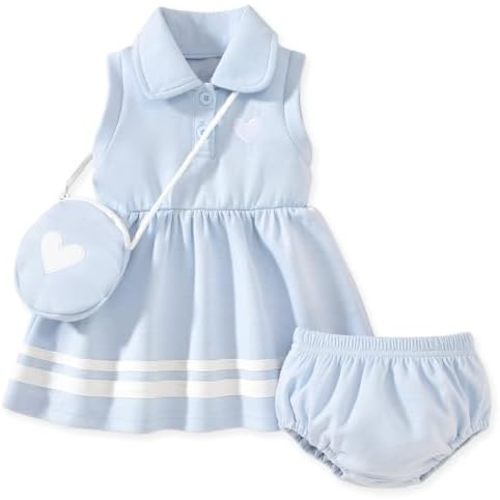 HINTINA Newborn Baby Girl Sleeveless Polo Dress with Matching Bloomers
