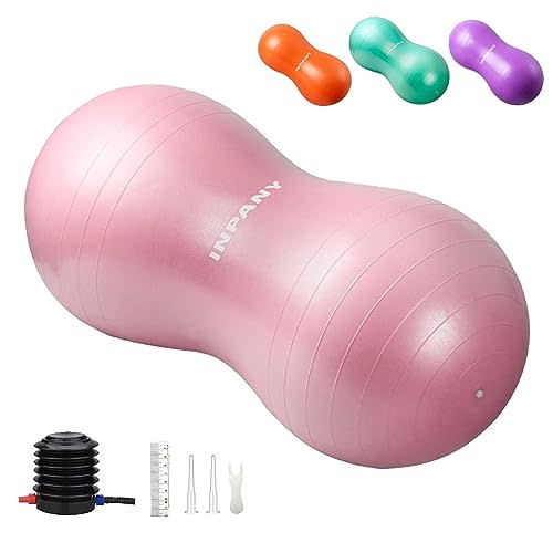 INPANY Peanut Exercise Ball for Labor, Physical Therapy & Fitness | Anti-Burst PVC, Load 1000 Lbs, Anti-slip, Labor & Birth Support, Pump Included, Sensory Seat, Kids & Adult, Home & Gym Use