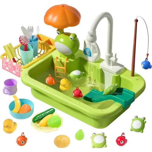 CUTE STONE Play Sink with Running Water, Pretend Play Kitche - TikTok Shop