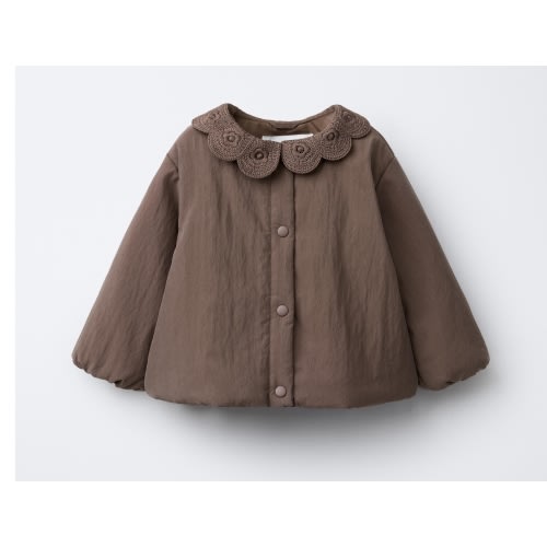 CROCHET COLLAR PADDED JACKET - Violet | ZARA United States