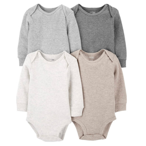 Simple Joys by Carter's Baby 4-pack Soft Thermal Long Sleeve Bodysuits