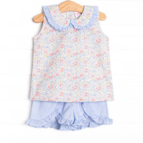 Felicity Florals Woven Ruffle Short Set, Blue – Stitchy Fish