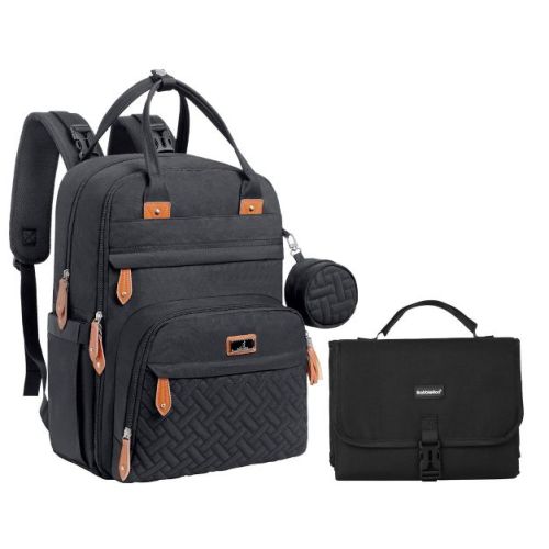 BabbleRoo Diaper Bag Backpack Stylish Hands-Free Baby Bag with Changing Pad, Stroller Straps & Water-Resistant
