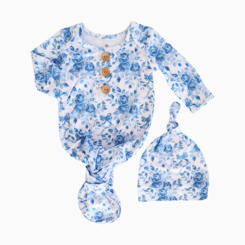 Caden Lane Newborn Baby Knot Gown & Hat Set - Betsy's Blooms, Newborn