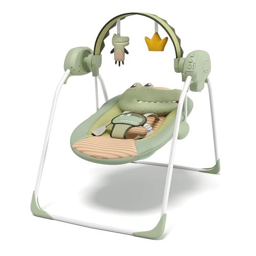 Baby Swings for Infants, Portable Baby Swing with Adaptable Speed, Music and Timer, Infant Swing for Babies 0-9 Months 6-20 lbs, Indoor/Outdoor Use