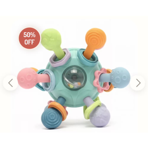 Silicone Teether Rattle Ball Sensory Toy for Baby - Kidzly