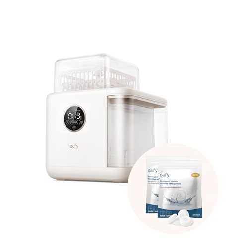eufy Bottle Washer S1 (Detergent Tablets x 30 Count Included) with Separated Detergent Tablets x 60 Count, Largest 10-Bottle Capacity, 3D HydroBlast Cleaning