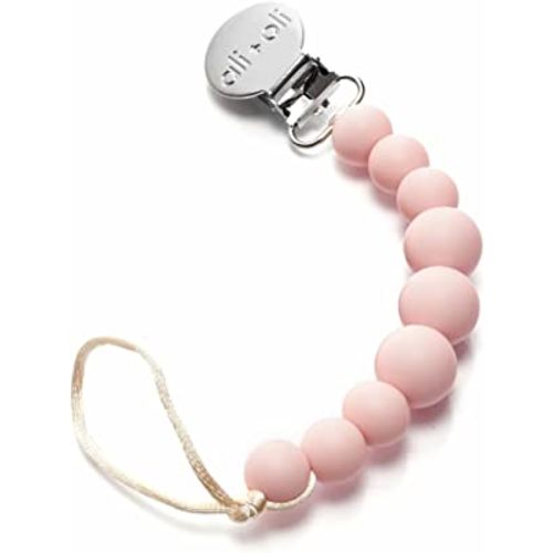 Ali+Oli Silicone Pacifier Clip for Baby (Pink) 100% Food-Grade BPA Free Newborn Pacifier Holder Infant Binky Clip for Baby Boy or Girl