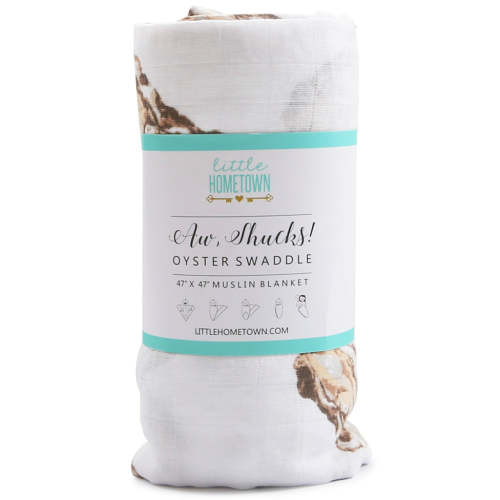 Little Hometown Aw, Shucks! Oyster Baby Muslin Swaddle Blanket