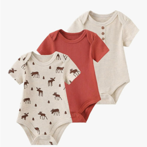 Ruliby Baby Bodysuit Boy Girl Clothes Soft Newborn Infant Outfit Short Sleeve Romper