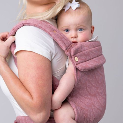 Mabē Monarch Ergonomic Baby Carrier – Premium Cotton Soft Structured Newborn to Toddler Carrier with Hip-Healthy Design, 3 Carry Positions (7-35lbs), Lightweight & Breathable,(Mauve Wings)