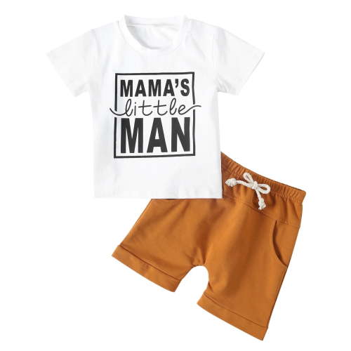 Gerichy Baby Boy Outfits Toddler Baby Boy Summer Clothes Letter Print Shorts Set Outfits Baby Boys Summer Outfit Short Sleeve Crewneck Print Boys Top Shorts 2 Piece Clothes Set Boys Summer Outfit