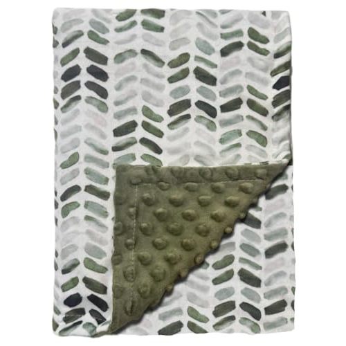 Baby Double Layer Soft Plush Minky Blanket With Dotted Backing for Boys Girls - Toddler Newborn Shower Gifts (Green Leaves, 30 X 40 Inch)