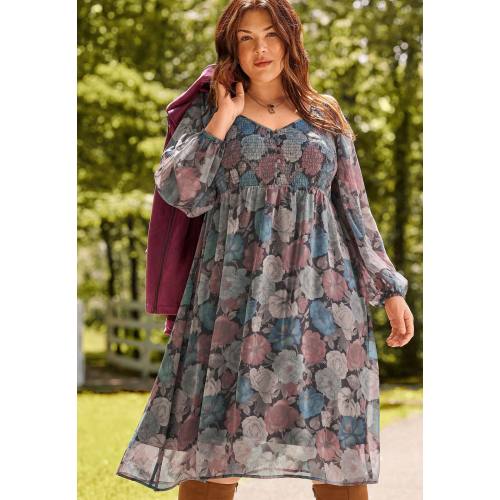 Plus Size Floral Smocked Midi Dress | maurices
