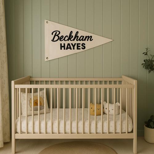 Personalized Baby Name flag, Canvas Pennant flag, Nursery decor name sign, Custom name banner, boho nursery decor, Baby shower Gift