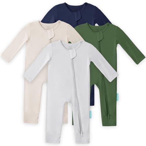 PurComfy Bamboo Viscose Baby Romper, Long Sleeve Pajmas for Boy Girl | Ideal For Sensitive Skin, One Piece Jumpsuit, Neutral for Boy Girl, 2-Way Zipper, Coverall Sleeper