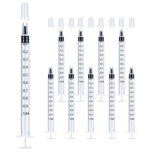 50Pcs 1ml Syringes with Caps Oral Dispenser Individually Sterile Warpped for Medicine Dropper, Colostrum Collect Feeding Pets, Measuring Liquids, Scientific Labs, Plant Watering