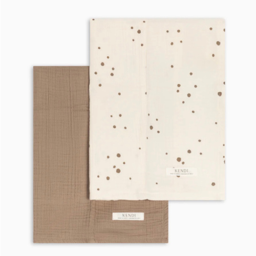 2-Pack Muslin Burp Cloths (Ace Polka & Taupe)