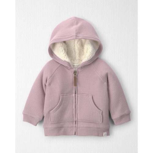 Baby Girl Recycled Teddy Fleece Waffle Knit Hooded Jacket