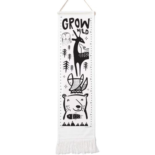 Wee Gallery Canvas Growth Chart for Kids, Toddler Height Tracker Ruler, 44x13 Inches Nursery Wall Hanging Decor, Organic Cotton Growth Chart, Modern Keepsake for Home or Playroom, Woodland