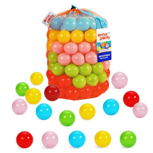 Antsy Pants 200 Ball Pit Balls, Ball Pit for Toddlers 1-3, Non-Toxic Materials, Lightweight, 5 Colors, Reusable Storage Bag, Plastic Balls for Ball Pit, Sensory Toys for Kids