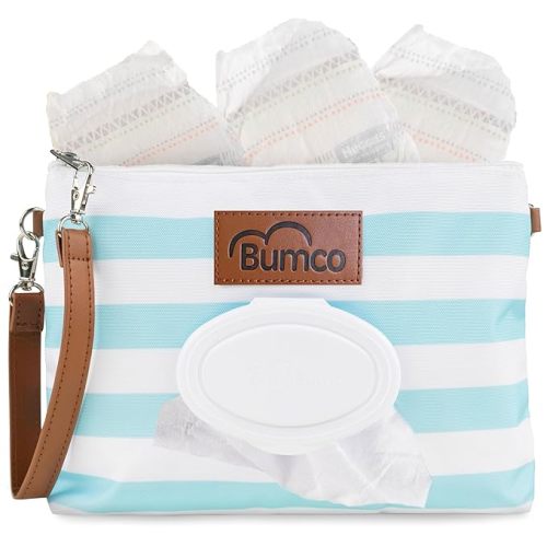Bumco Diaper Clutch Bag - Portable Wipes Dispenser & Diaper Holder, Airtight Travel Baby Wipes Case, Wipe Dispenser Travel Baby Wipes Dispenser On the Go, Diaper Wristlet
