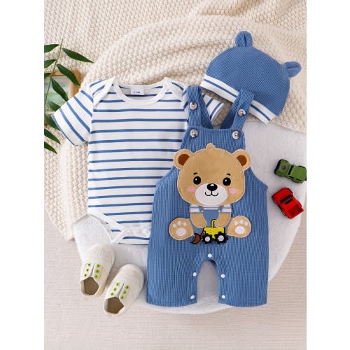 Teddy bear onesie overall set