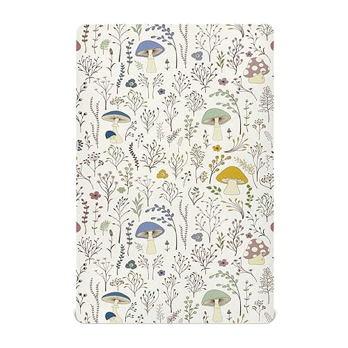 KICPOAY Fitted Crib Sheets Wild Plants Mushroom Stretchy Portable Playard Sheets for Baby Toddler, Breathable Soft Mini Crib Mattress 39 x 27 in for Boys and Girls